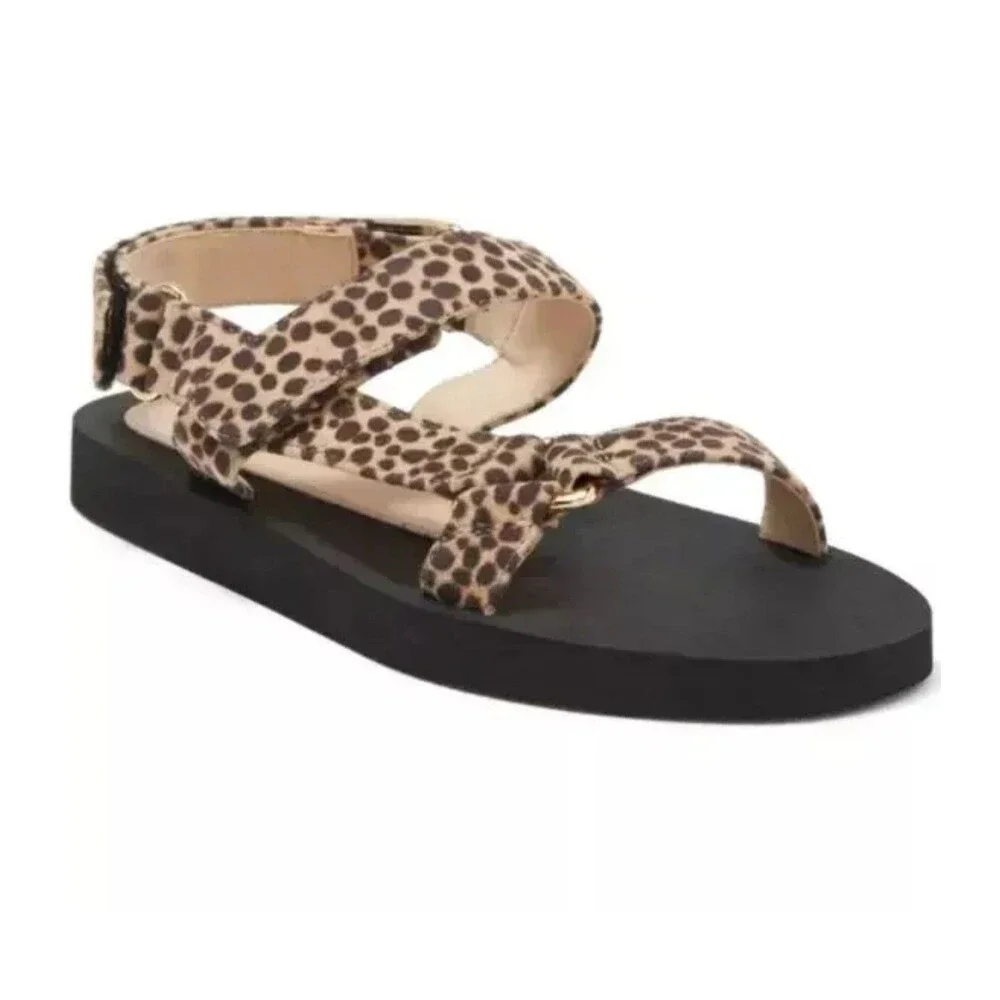 Stuart Weitzman Vail Sport Sandals In Suede Brown Cheetah Sz 8 New